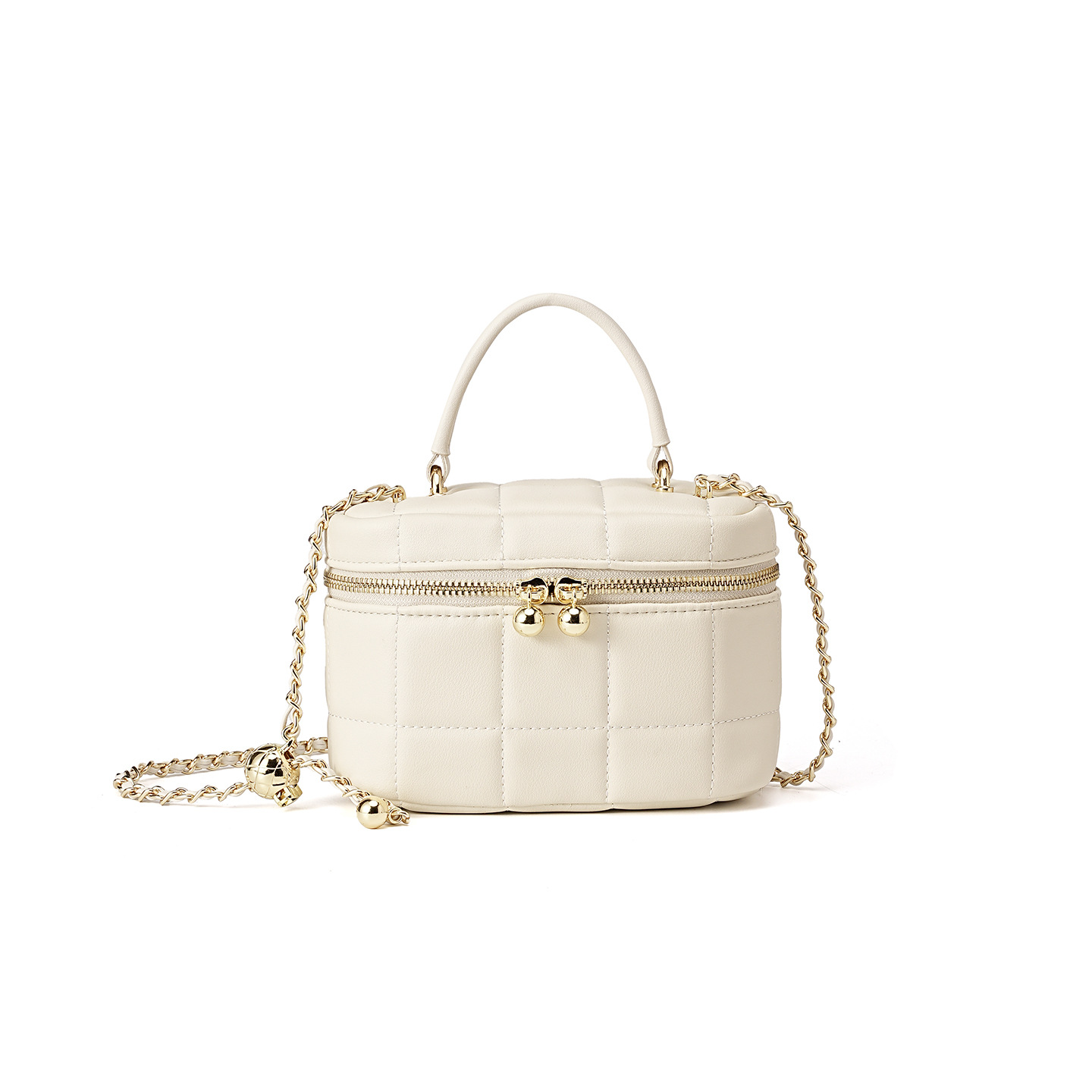 Elegante borsa a scatola in pelle trapuntata con tracolla a catena - Versatile borsa a tracolla e a spalla per donna_voghion.com