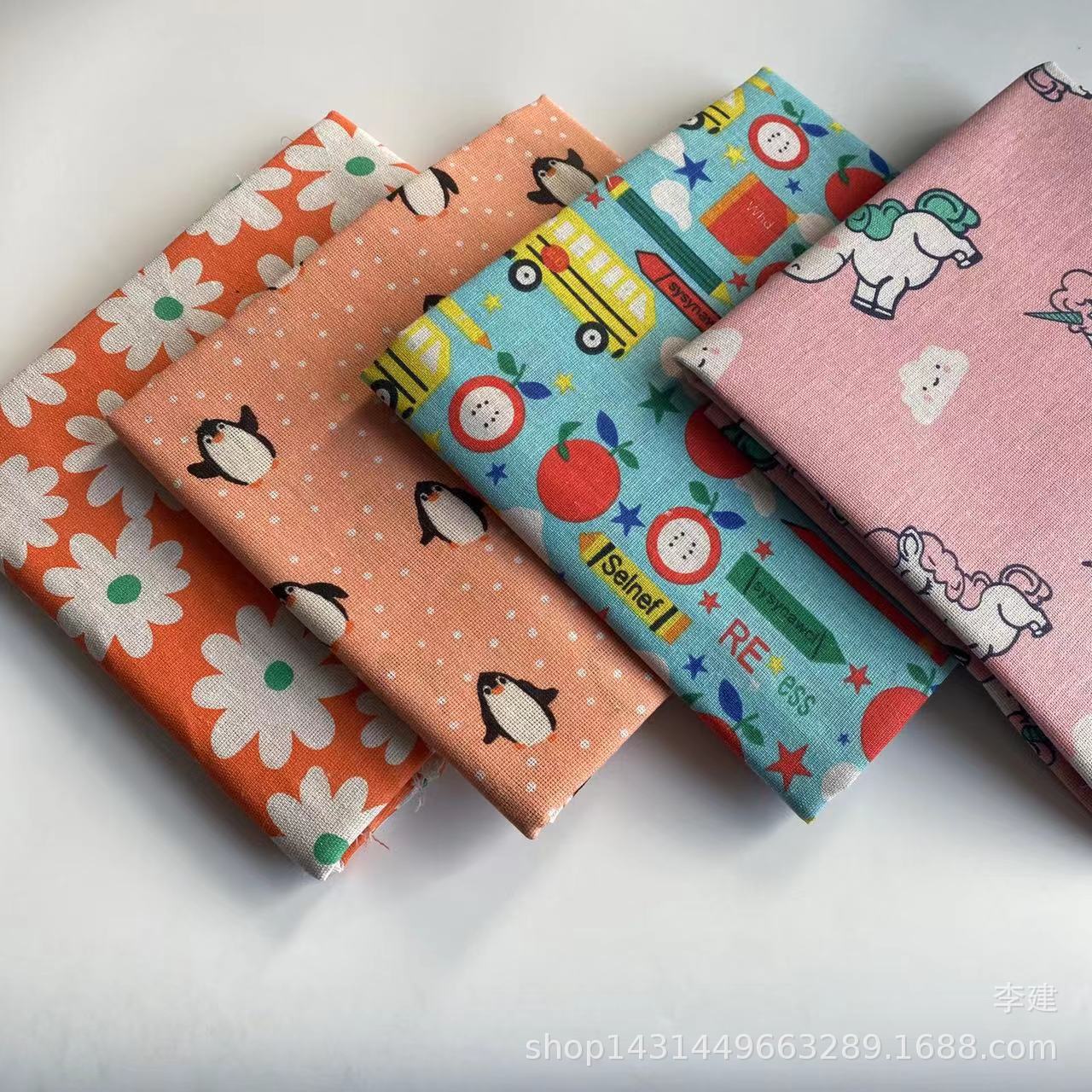 亚麻面料 麻布印花 花色齐全 桌布  束口袋 猫窝狗窝