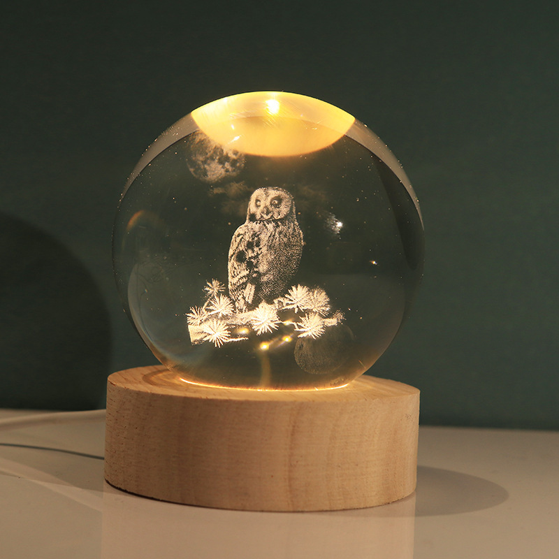 Lámpara decorativa 3D con bola de cristal – figura luminosa de Stitch, regalo creativo y luz nocturna
