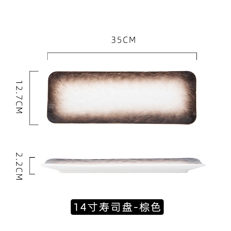 Estilo japonés simple patrón de piedra Placa de sushi hogar creativo de cerámica placa rectangular Placa de postre Hotel personalizado vajilla Nórdica