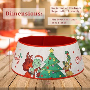 Cross-Border New Christmas Decorations Grinch Christmas Tree Skirt Cartoon Print Christmas Tree Bottom Decoration Tree Skirt