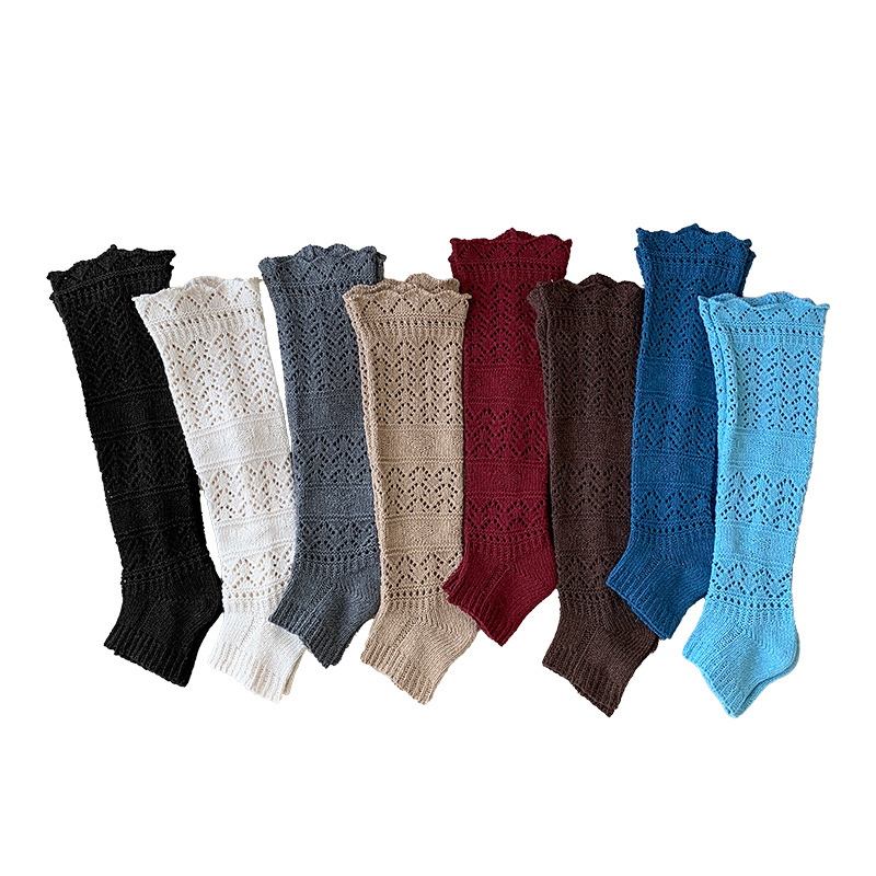 Botas Calcetines de algodón mujer en relieve hueco cálido tejido retro gris industria pesada tubo largo otoño e invierno apilado pantorrilla cubierta de pierna