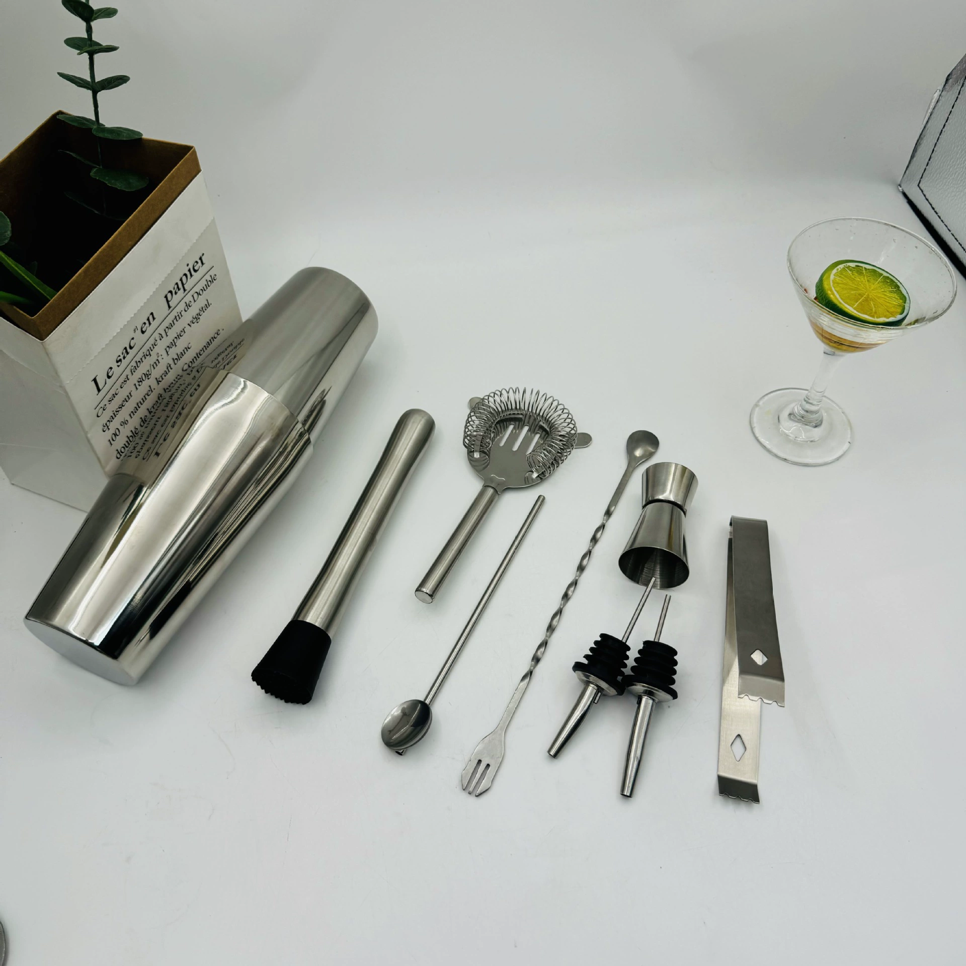 Shaker stainless steel, set, cocktail wineglass, full set, wholesale