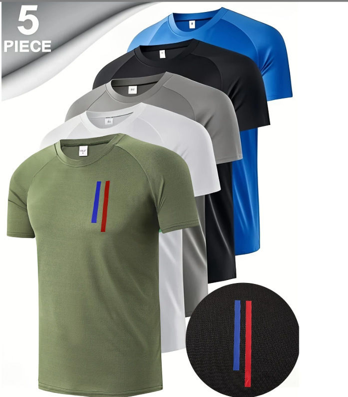 クロスボーダーAmazonメンズ新作トップスラウンドネック半袖サマーTシャツカジュアル通気性速乾トップス|undefined