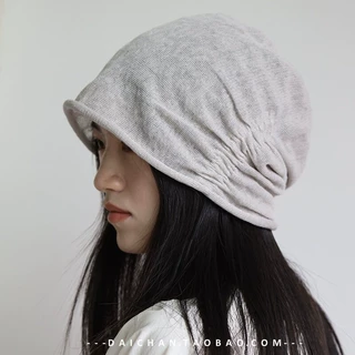 没洗头神器大头围春夏亚麻针织套头帽 堆堆帽 夏天女遮发时尚冷帽