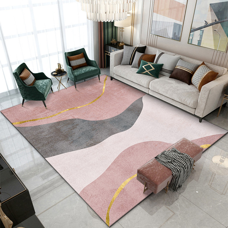 Alfombra de la sala de estar de estilo japonés alfombra nórdica geométrica alfombra de lujo ligero cubierta completa habitación en casa dormitorio manta de noche