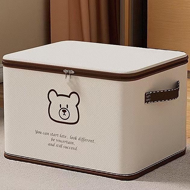 Nueva caja de almacenamiento plegable de viento de crema con cerradura de almacenamiento de ropa de gran capacidad de vestuario de estilo japonés