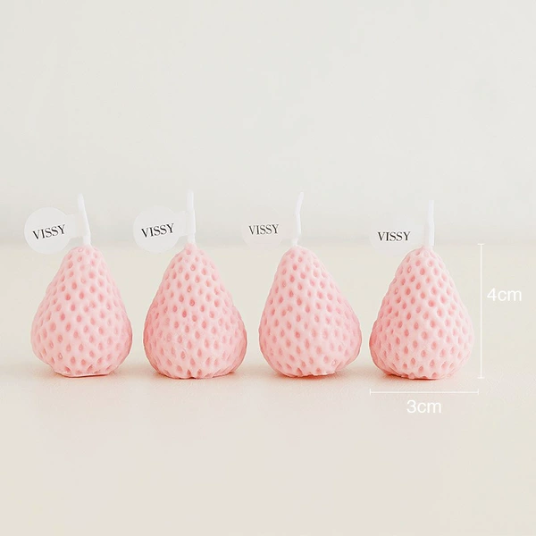 Fuchsia strawberry, candle, 4 pieces