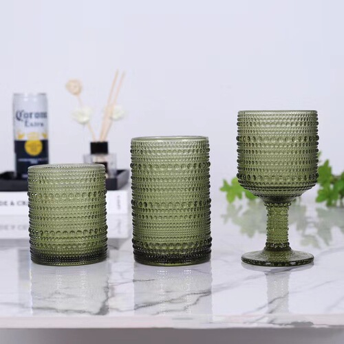 Bead point series glass water cup, tall cup, living room simple ins air-cooled drink cup, juice milk tea cup, retro wine set