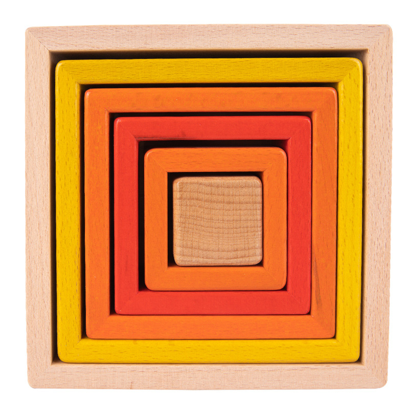 Intellectual rainbow geometric constructor, cognitive variable wooden toy, early education