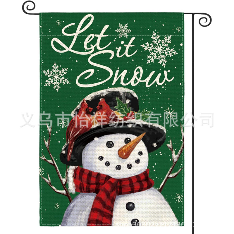 亚马逊爆款圣诞节花园旗雪花圣诞老人雪人双面印花庭院户外旗帜|undefined