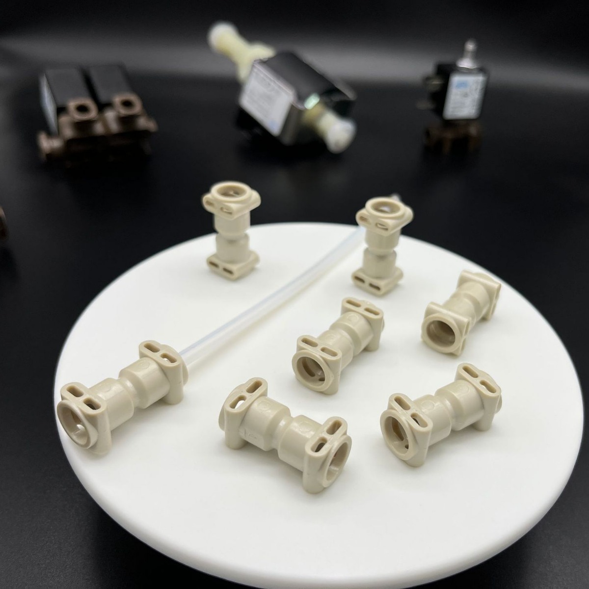 PPS 卡扣式 I型 D4-D4 两通直通食品级水路咖啡机零配件水路接头