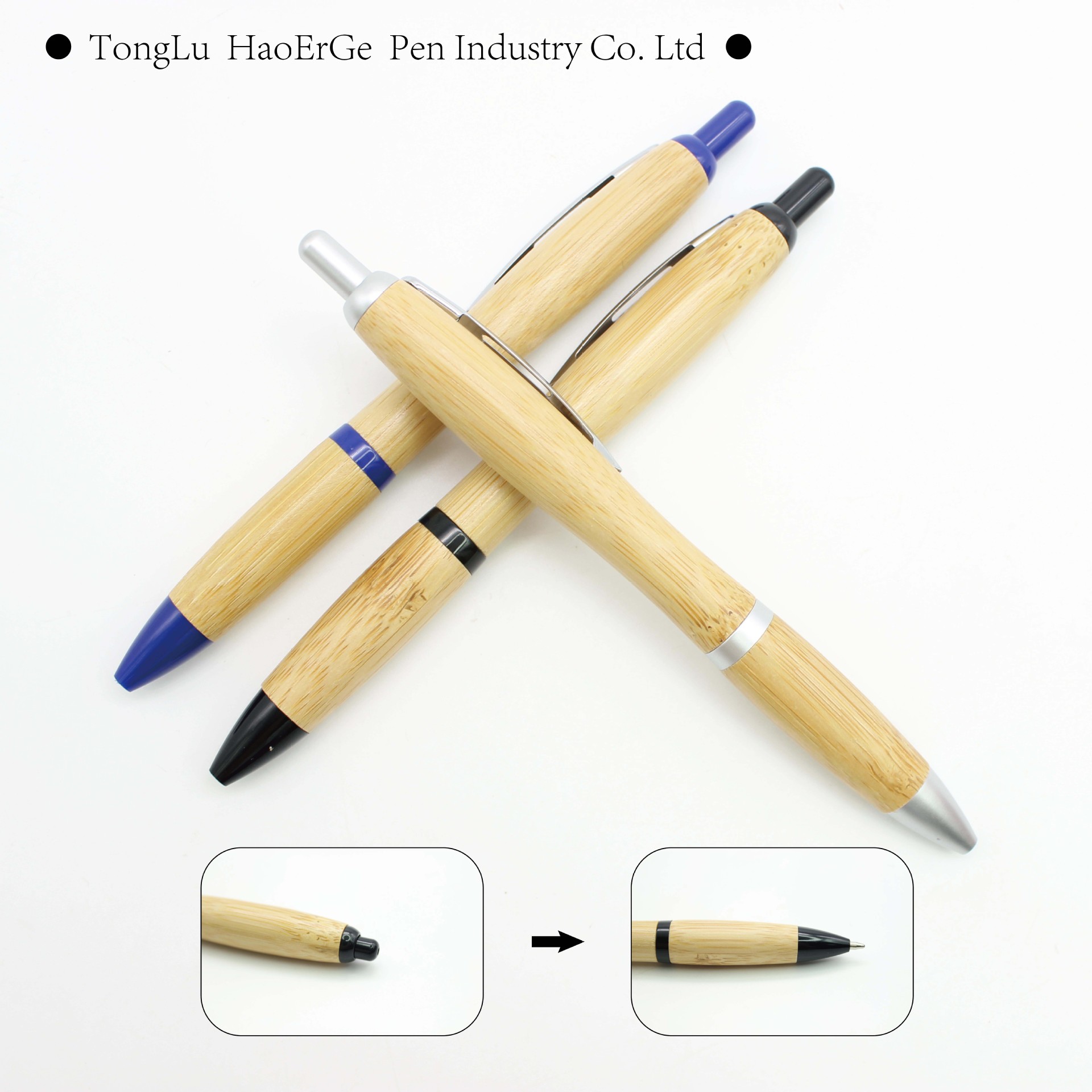 Pluma de bola de bambú calabaza Prensa pluma de bambú verde pluma de forma de calabaza creativa publicidad grabado láser