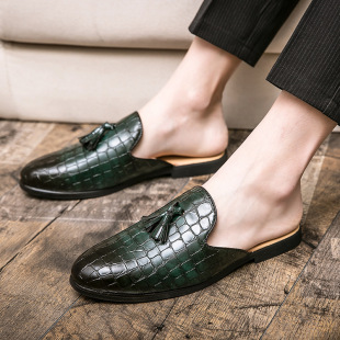 Amazon wish LAZADA British fitting room half support leather shoes slip-on Tassel brogue carved leather shoes for men