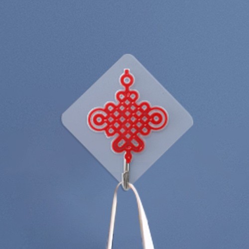 Red Fortune Hook with Strong Adhesive, No-Hole Heavy-Duty Hanger, Festive Hook with Enlarged Chinese Character
