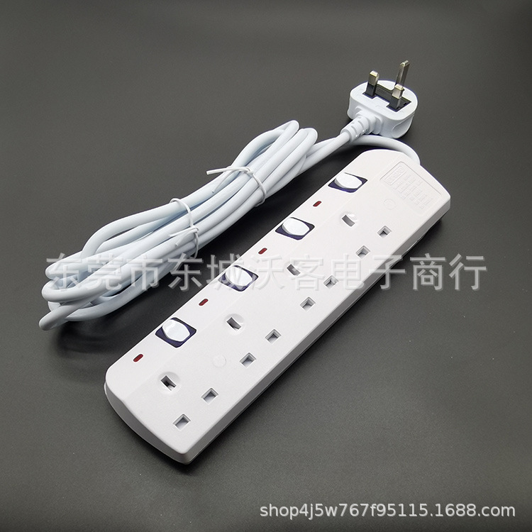 英式排插、英规排插、13A英式排插 4位英式排插带线 独立开关排插