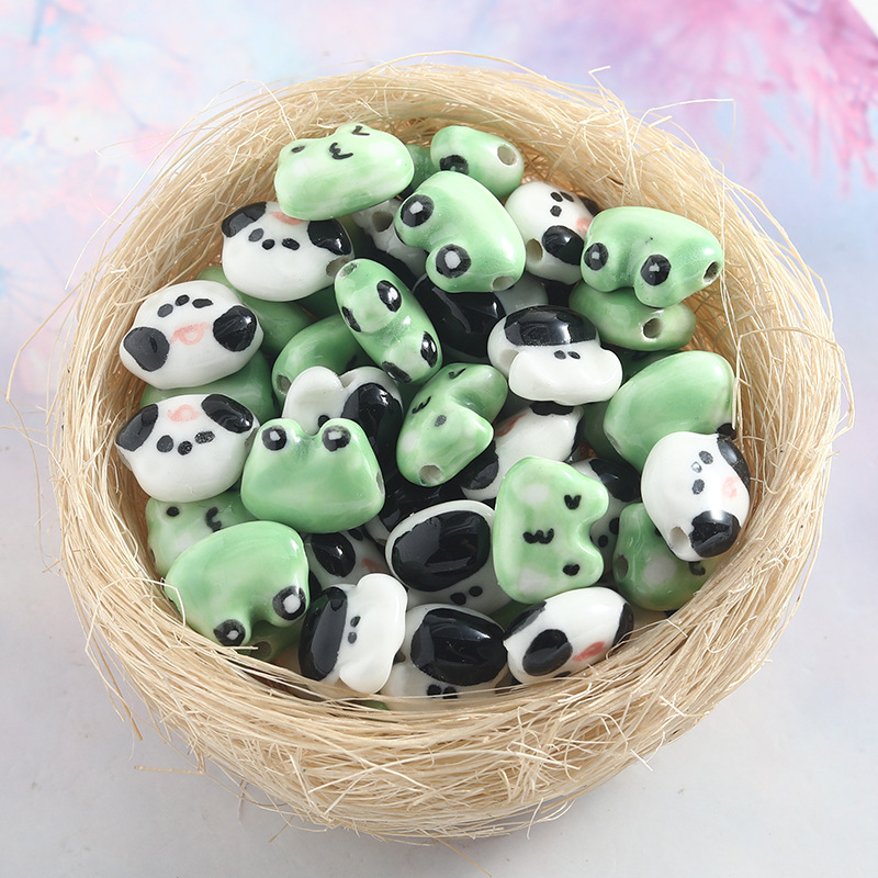 かわいい子供のような子犬カエルセラミックビーズ水平穴 diy ブレスレットビーズ動物ルースビーズブレスレットアクセサリー小さな部品|undefined
