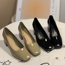 玛丽珍高跟鞋女2023春秋新款小个子法式复古韩版黑色小皮鞋单鞋女