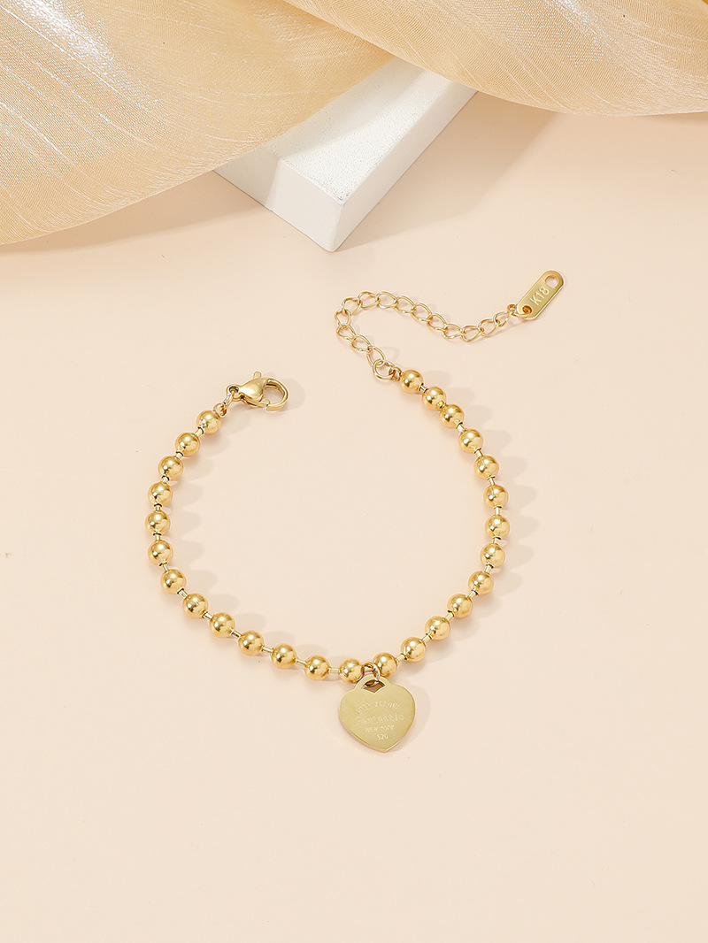 Sweet Heart Shape Titanium Steel Plating Bracelets 1 Piece