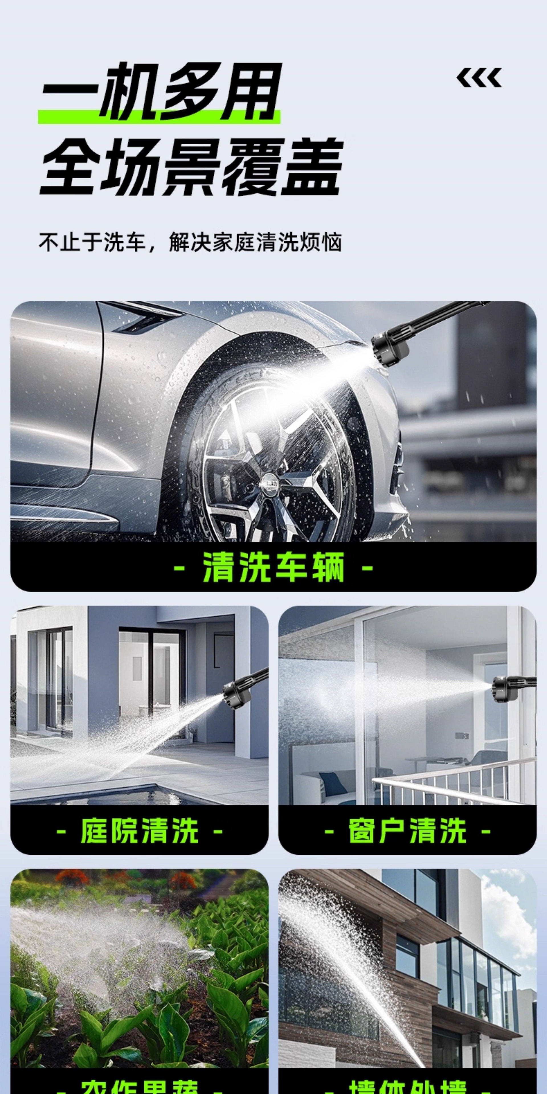 Suitable for Jeno wireless car washer high-pressure water gun, a powerful new type of rechargeable cleaning tool for home use, lithium-powered