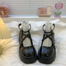 学院英伦风黑色小皮鞋女2025夏季复古日系jk矮子乐粗跟玛丽珍单鞋