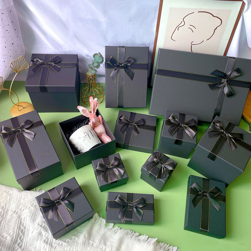 Gift box wholesale empty box sky cover black bow gift box large size gift box for gifting packaging box