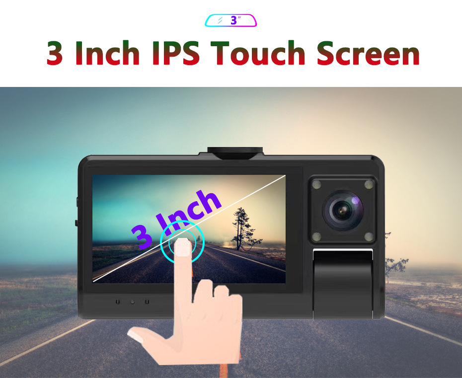 Wifi Three-Camera 1080P High-Definition Night Vision Dash Cam 3inch Touch Screen Car Surveillance Camera