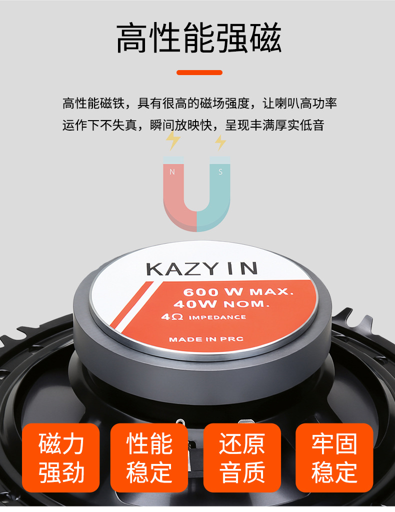 New product from cross-border e-commerce manufacturer KY-M600 car audio mid-bass speaker 6.5inch speaker mid-heavy bass