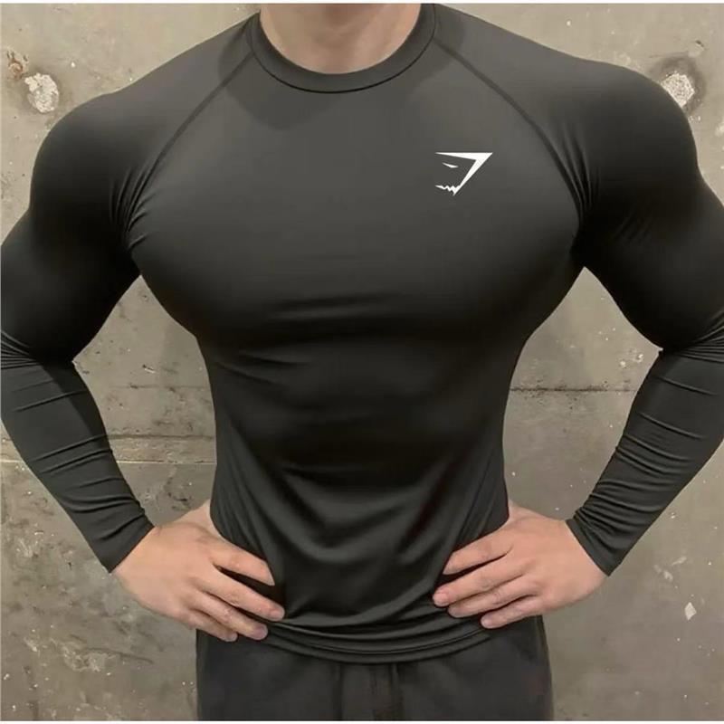 Gymshark Quick-Drying Elastic Fitness Tights Long-Sleeved T-Shirt Men's Outdoor Running Training Sweat-Wicking Sports Top Gymshark Quick-Drying Elastic Fitness Tights Long-Sleeved T-Shirt Men's Outdoor Running Training Sweat-Wicking Sports Top