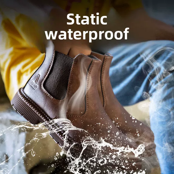 Microfiber Leather Waterproof and Comfortable High-Top Labor Protection Shoes, One-Step Anti-Splash and Ironing Welding Shoes, Anti-Smash, Anti-Puncture and Fold-Resistant Work Shoes