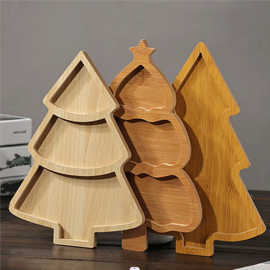 Wooden Christmas tree tray Restaurant decoration dessert sushi tray…
