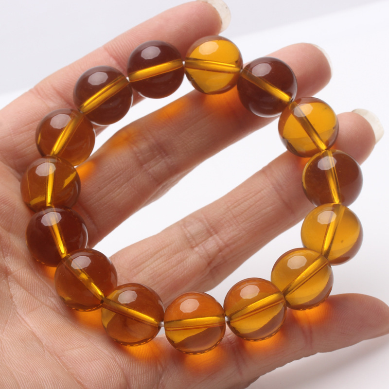 Live Broadcast Welfare Brown 8mm Elegant Imitation Citrine Men's Bracelet Jewelry Hand Jewelry Beaded Single Circle Bracelet