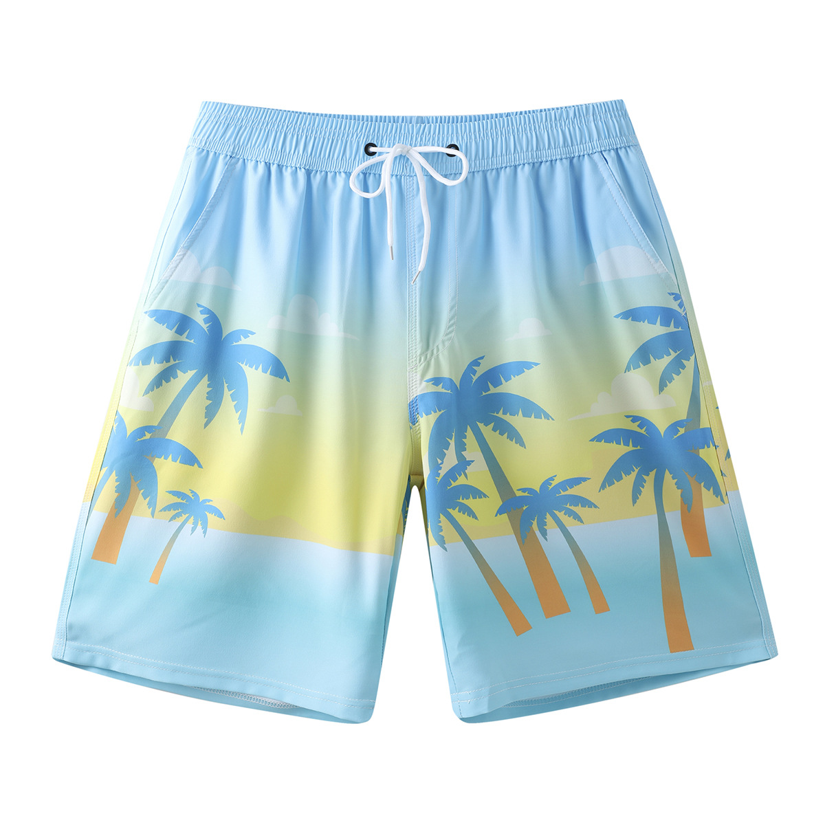 Pantalones de playa de hombre transfronterizos impresión de color gradiente tela elástica doble capa anti-avergonzamiento natación rápida secado deportivo pantalones cortos casuales
