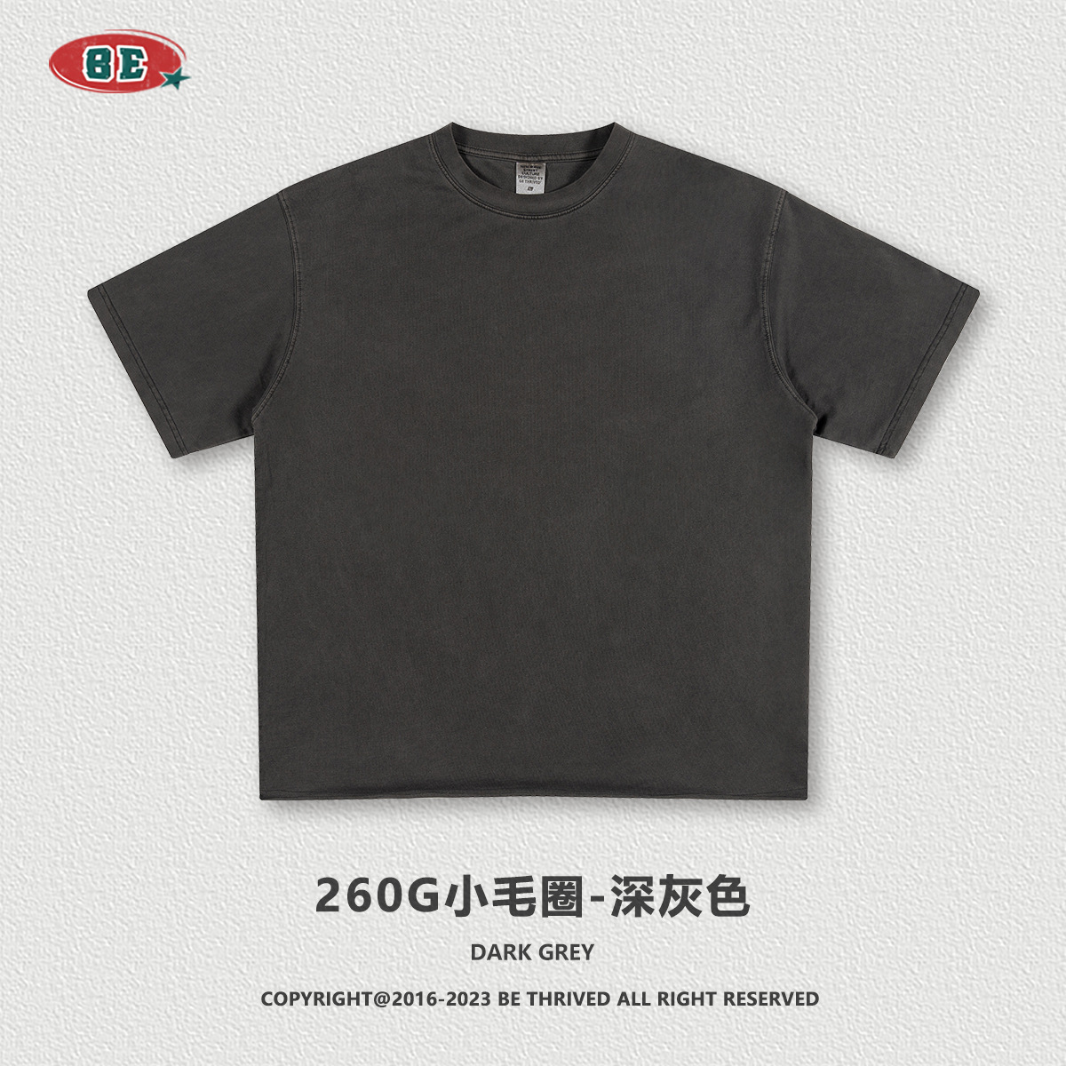 BE ropa de hombre 2025 primavera y verano marca de moda pesada lavado de manga corta adolescente suelto lado suelto camiseta de hombre guapo algodón