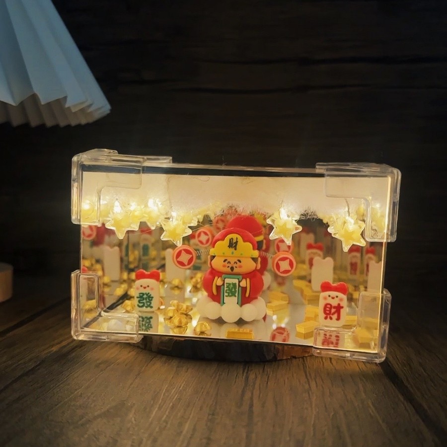 DIY lámpara de noche cubo rectangular espejo decoración hecha a mano regalo de novia iluminación LED creativa