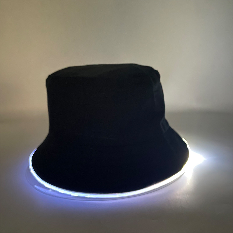 Ocio al aire libre sombrero para el sol luminoso de fibra óptica LED sombrero de pescador luminoso fiesta de festival de música de Halloween sombrero luminoso LED