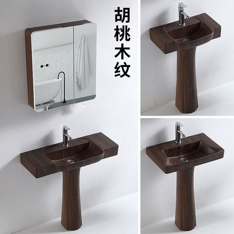 Antique Balcony Column Washbasin Floor-Standing Small Apartment Washbasin Outdoor Bathroom Ceramic Integrated Washbasin