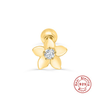 European and American ins style flower Zircon stud earrings S925 pure silver ear bone nail thread piercing fresh simple earrings wholesale