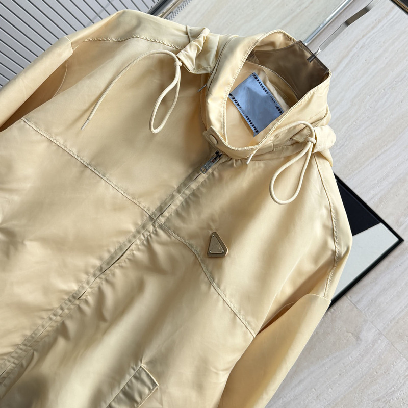 High-End Version P Brand 26 New Style Drawstring Zipper Short Loose Hooded Stand-Collar Windbreaker Jacket