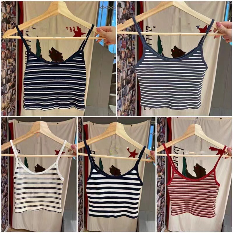 bm Yang Yi's Same Style bm Stripesd Camisole Sexy Style Bottoming Outer Wear Navel Top for Women ins bm Yang Yi's Same Style bm Stripesd Camisole Sexy Style Bottoming Outer Wear Navel Top for Women ins