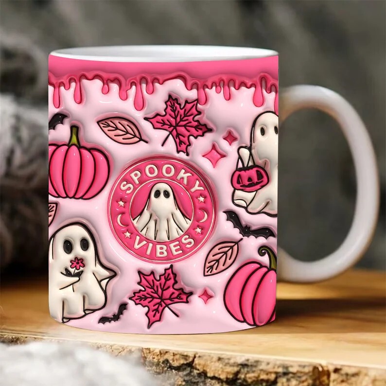 国境を越えた3d SPOOKY幽霊hallowenコーヒーマグカップ水杯ハロウィーンカボチャPumpkin|undefined