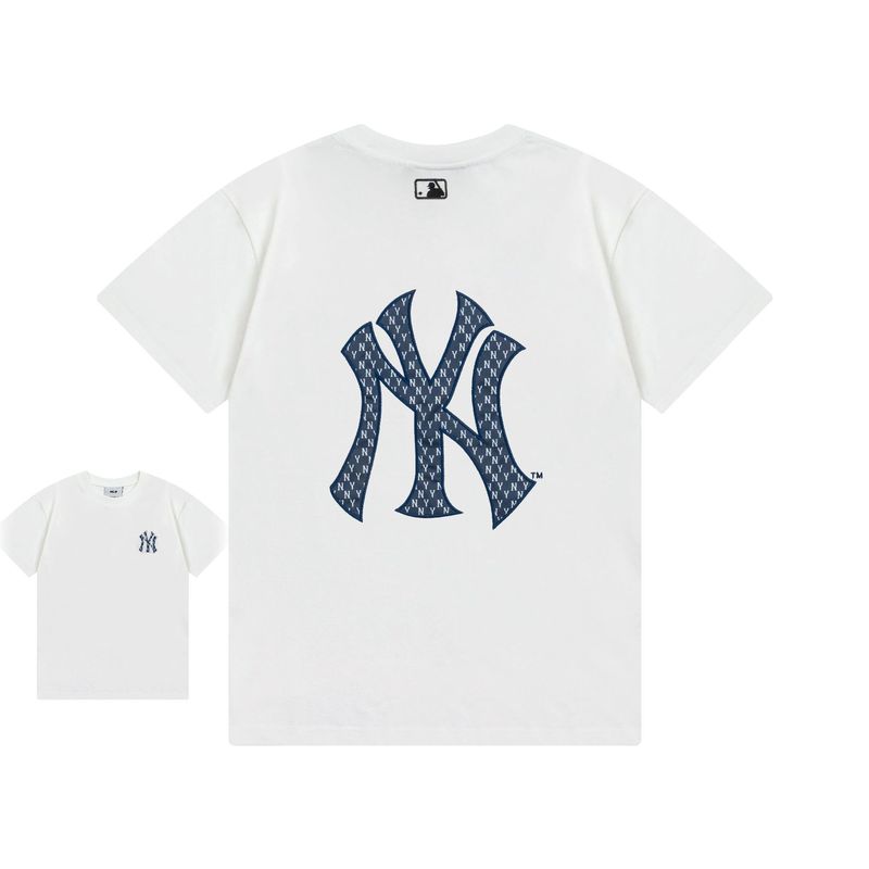 クロスボーダー MLB&NY ベーシックプリント高品質レディース T メンズ半袖コレクション共同ブランドの純綿通気性ボトリングシャツ|undefined