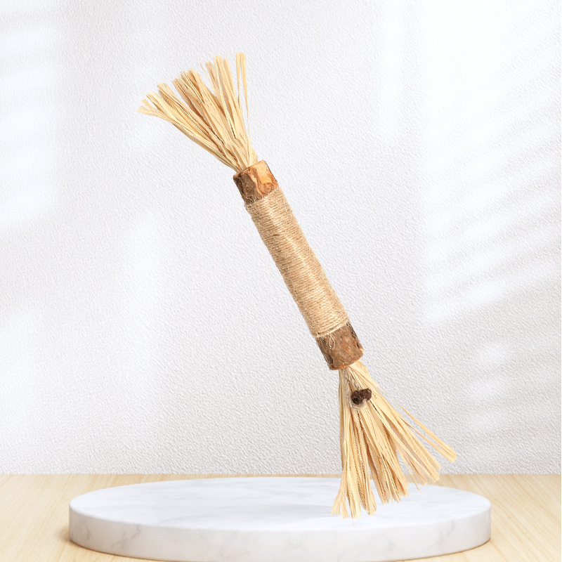 Mutian Polygonum de madera extragrande de 38cm, resistente a la mordedura, natural, auto-aburrido, barra de dientes, Lafite, cuerda de cáñamo, juguete para gatos