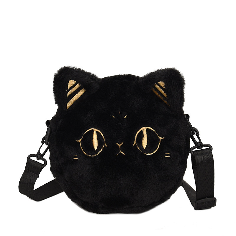 アンダーソン猫斜めがけバッグ女性2024新作携帯バッグぬいぐるみ刺繍ショルダーバッグかわいい漫画ラウンドバッグ|undefined