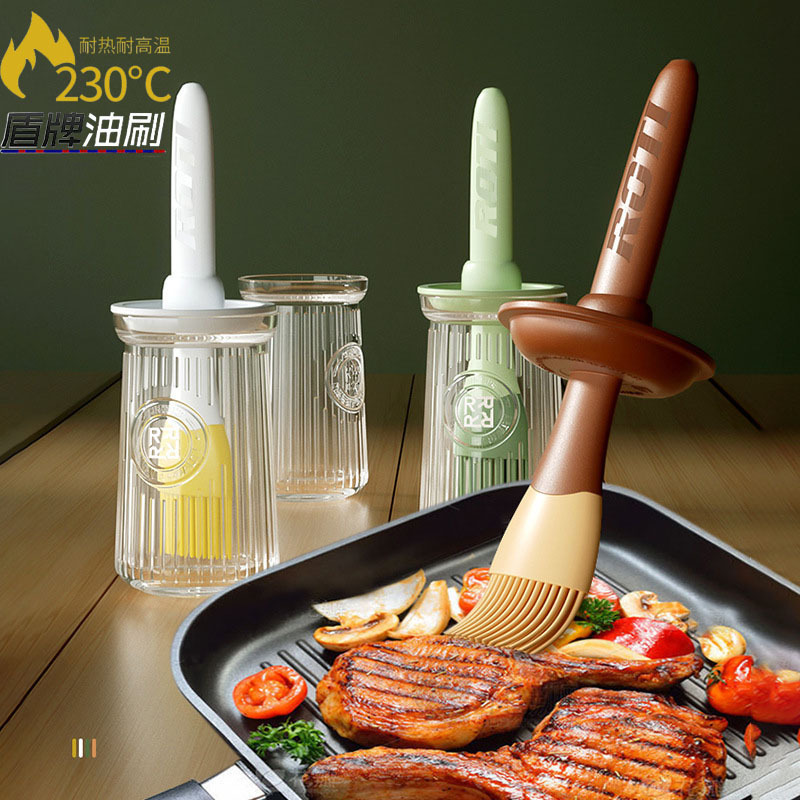 Oil brush silicone oil brush with bottle kitchen pancake food grade barbecue baking household high temperature resistant integrated oil brush bottle