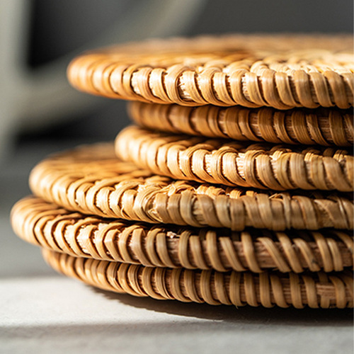 Japanese dining table mats handmade rattan creative placemats B&B dining table bowl mats plate mats insulation mats non-slip mats wholesale