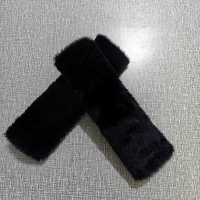 Plush Leopard Print Shoulder Pads, Solid: Seat belt shoulder pad - rabbit-fur-black-shoulder-pads-65x23cm