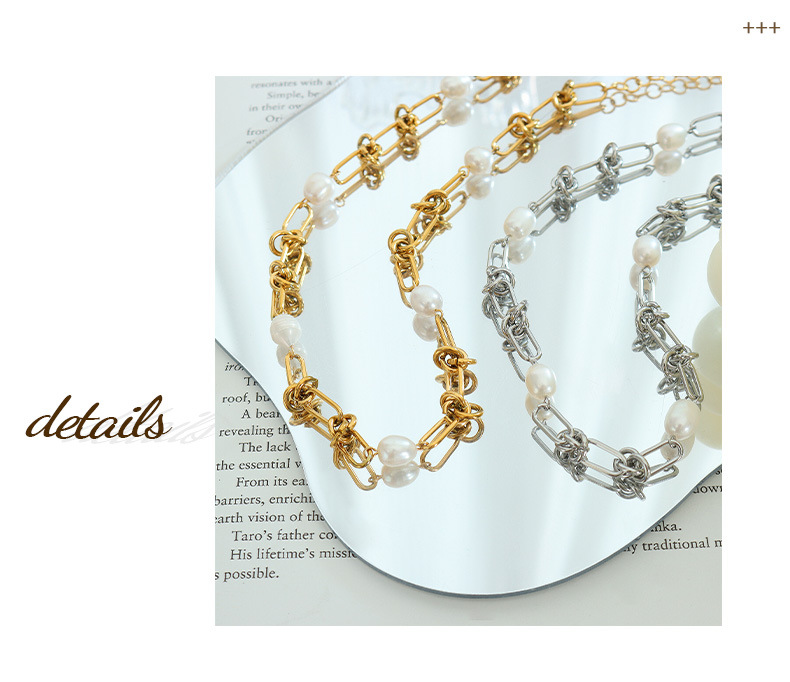 Fashion Geometric Titanium Steel Beaded Bracelets Necklace 1 Piece