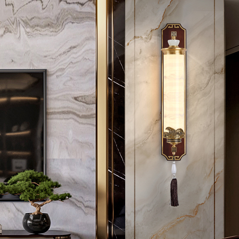 Luz de pared de cabecera nueva madera china estilo chino de fondo de la sala de estar lámparas de pared lámparas de pasillo de protección de ojos iluminación de cabecera 667L