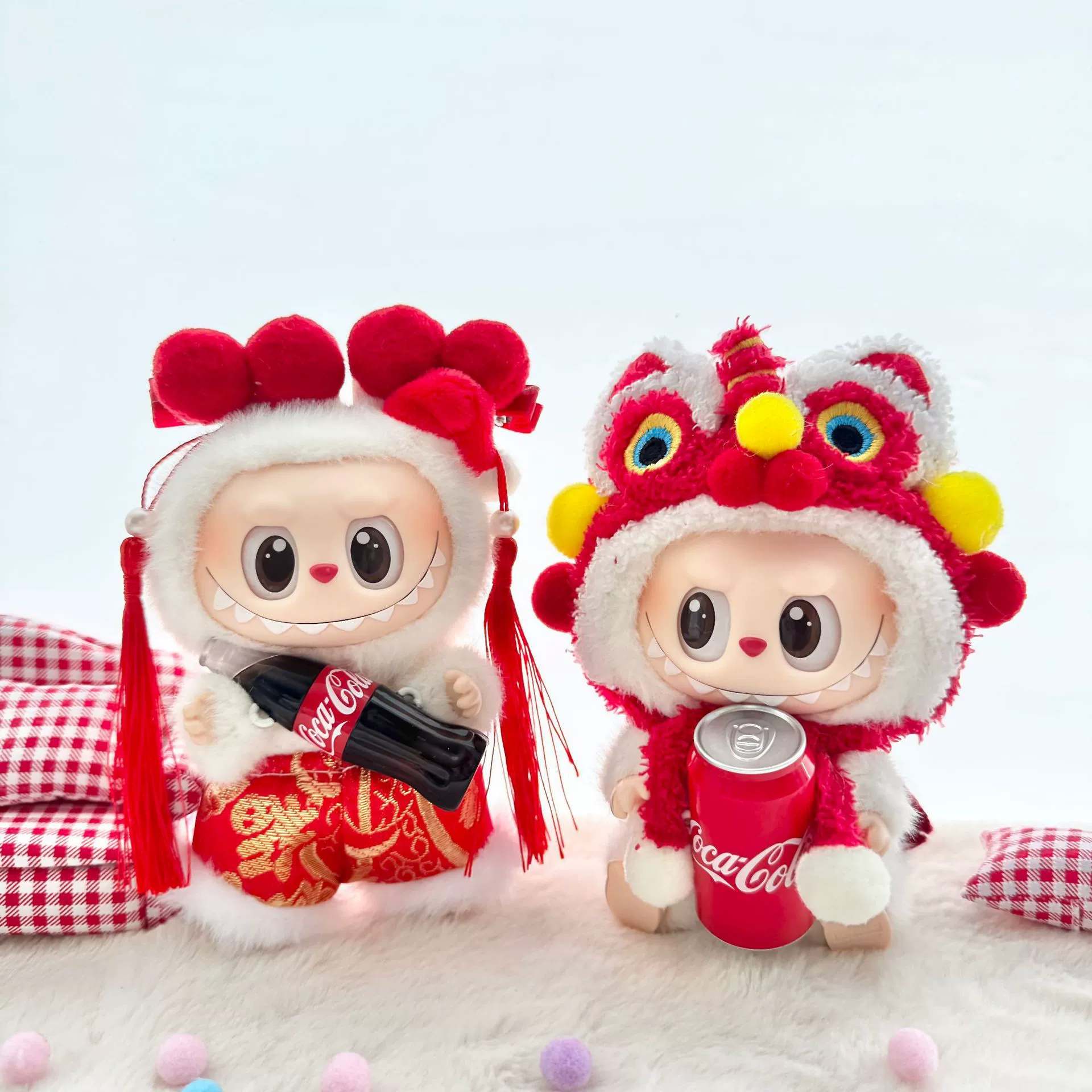 Платье одиночное] Ключи 1-го и 2-го поколения подвеска Labubu одежда Labo ткань cola счастья Новый год набор